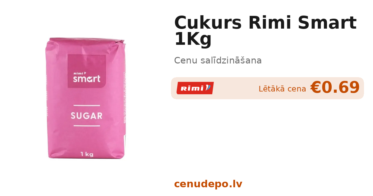 CUKURS RIMI SMART 1KG — No €0.69 · Cenu salīdzināšana | Cenu Depo